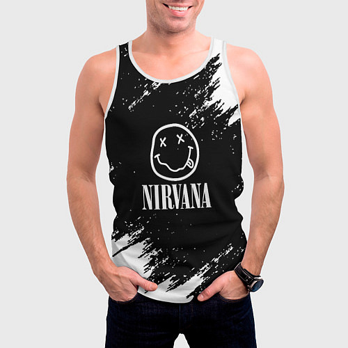 Мужская майка без рукавов Nirvana текустура краски / 3D-Белый – фото 3