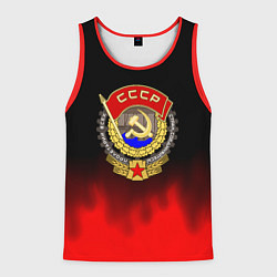 Майка-безрукавка мужская СССР патриотический значок с серпом, цвет: 3D-красный