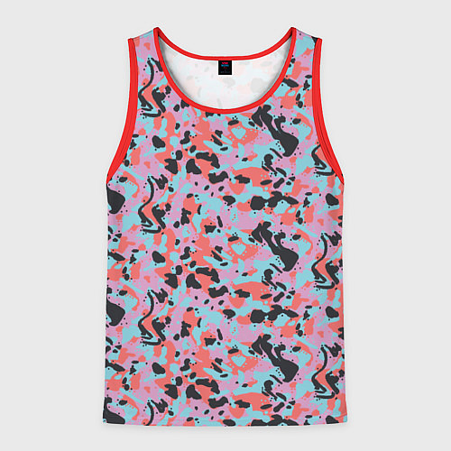 Мужская майка без рукавов Неоновый пиксельный камуфляжный паттерн / 3D-Красный – фото 1