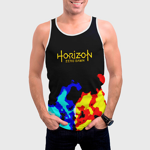 Мужская майка без рукавов Horizon zero dawn огненный стиль / 3D-Белый – фото 3