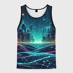 Майка-безрукавка мужская Metropolis - vaporwave neon glow, цвет: 3D-черный
