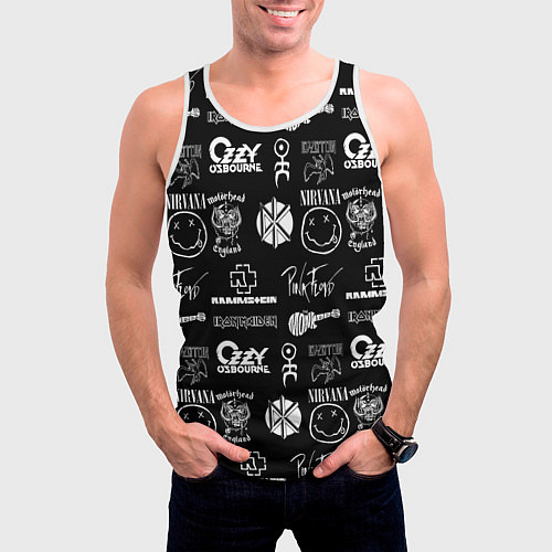 Мужская майка без рукавов Rock band pattern / 3D-Белый – фото 3