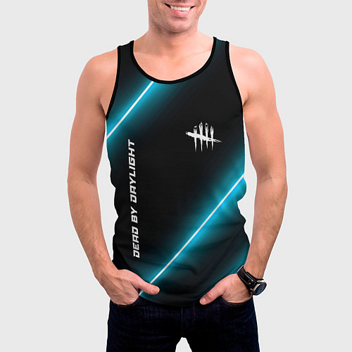 Мужская майка без рукавов Dead by Daylight неоновые лампы / 3D-Черный – фото 3