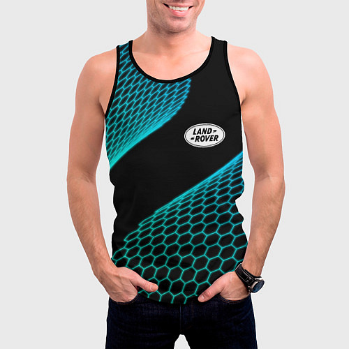 Мужская майка без рукавов Land Rover electro hexagon / 3D-Черный – фото 3