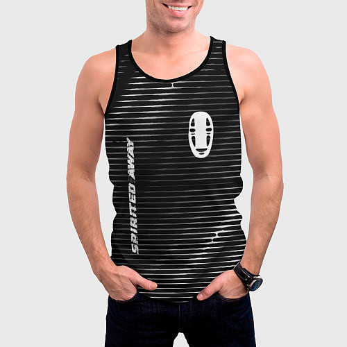 Мужская майка без рукавов Spirited Away metal anime lines / 3D-Черный – фото 3