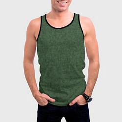 Майка-безрукавка мужская Лесной зелёный однотонный текстурированный, цвет: 3D-черный — фото 2