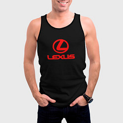 Майка-безрукавка мужская Lexus red logo, цвет: 3D-черный — фото 2
