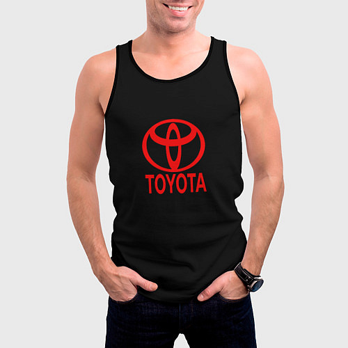 Мужская майка без рукавов Toyota red logo / 3D-Черный – фото 3