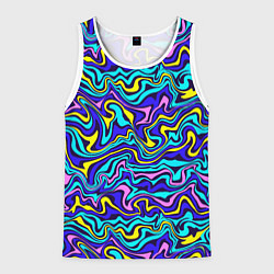 Майка-безрукавка мужская Psychedelic multicolored pattern, цвет: 3D-белый