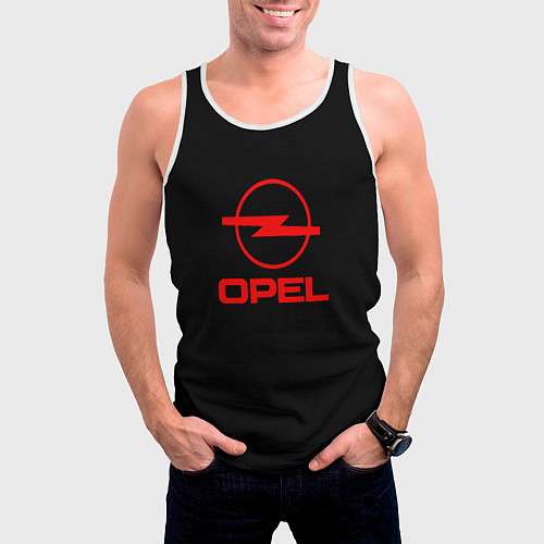 Мужская майка без рукавов Opel red logo auto / 3D-Белый – фото 3