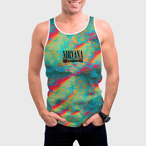 Мужская майка без рукавов Нирвана nevermind / 3D-Белый – фото 3
