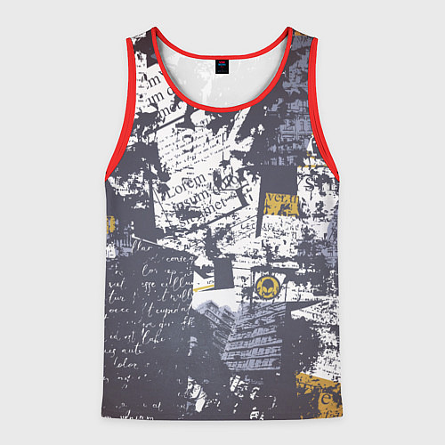 Мужская майка без рукавов Газетная страничка / 3D-Красный – фото 1