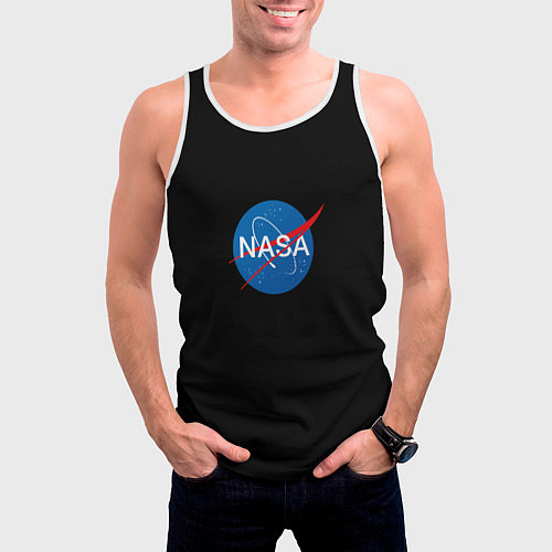 Мужская майка без рукавов Nasa logo space blue / 3D-Белый – фото 3
