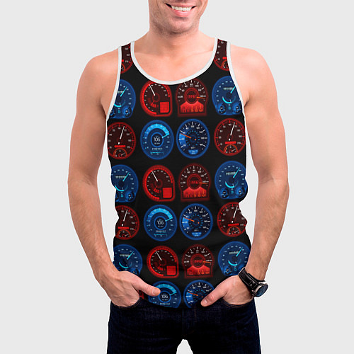 Мужская майка без рукавов Автомобильные спидометры / 3D-Белый – фото 3