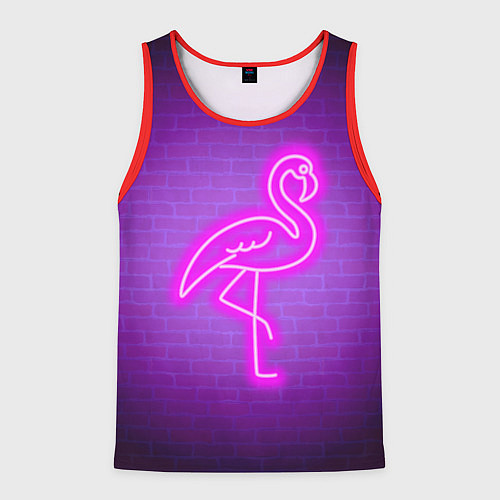 Мужская майка без рукавов Розовый неоновый фламинго / 3D-Красный – фото 1