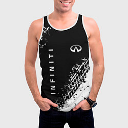 Майка-безрукавка мужская Инфинити: следы от шин, цвет: 3D-белый — фото 2