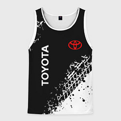 Майка-безрукавка мужская Тойота: следы от шин, цвет: 3D-белый