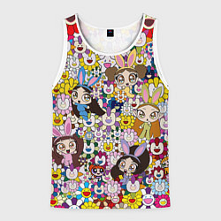 Майка-безрукавка мужская Right now NewJeans and Takashi Murakami, цвет: 3D-белый