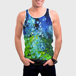 Майка-безрукавка мужская Звездное небо с зелеными бликами, цвет: 3D-белый — фото 2