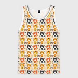 Майка-безрукавка мужская Разноцветные котята ретро узор, цвет: 3D-белый