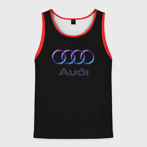 Мужская майка без рукавов Audi neon logo / 3D-Красный – фото 1