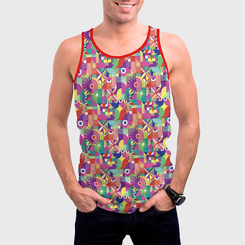 Мужская майка без рукавов Звезды и другие геометрические фигуры / 3D-Красный – фото 3