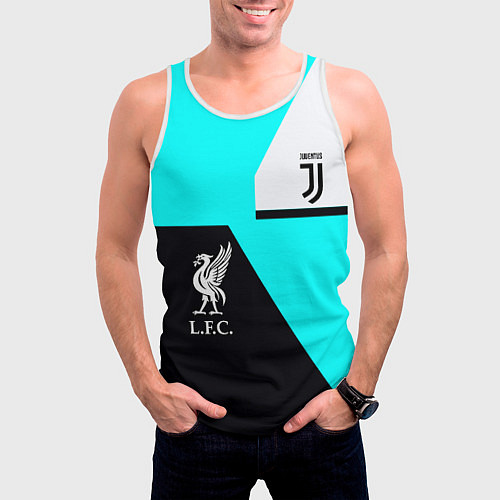 Мужская майка без рукавов Juventus x Liverpool geometry / 3D-Белый – фото 3