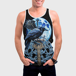 Майка-безрукавка мужская Черный ворон - сакральные славянские символы, цвет: 3D-белый — фото 2
