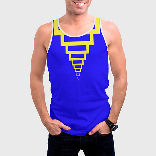 Мужская майка без рукавов Прямоугольники уходящие / 3D-Белый – фото 3