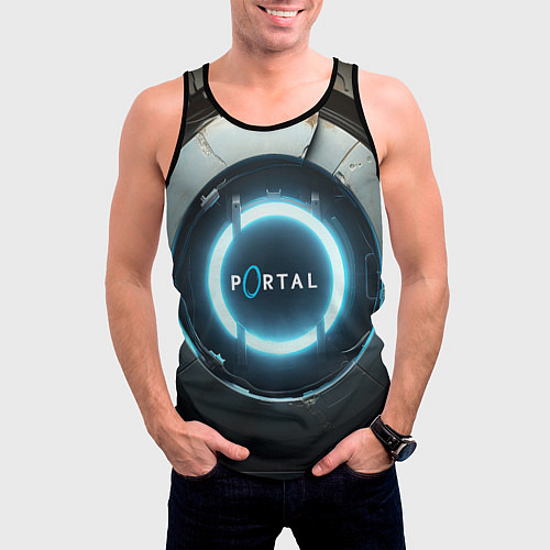 Мужская майка без рукавов Portal logo game / 3D-Черный – фото 3