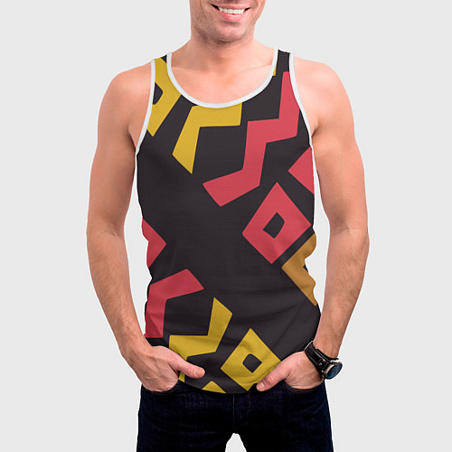 Мужская майка без рукавов Абстракция - этно мотивы / 3D-Белый – фото 3