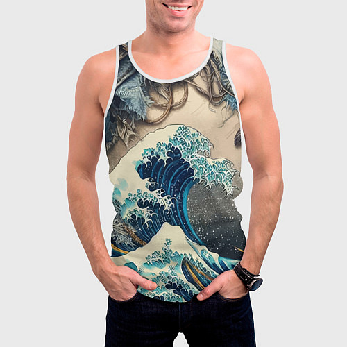 Мужская майка без рукавов Collage of all sorts of things and a wave / 3D-Белый – фото 3