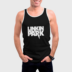 Майка-безрукавка мужская Lnkin park logo white, цвет: 3D-белый — фото 2