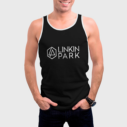 Мужская майка без рукавов Linkin parrk logo chester / 3D-Белый – фото 3