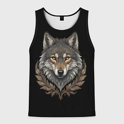 Майка-безрукавка мужская Славянский волк в венце победителя, цвет: 3D-черный