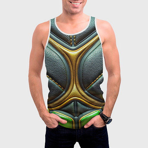 Мужская майка без рукавов Футуристичная текстура из кожи / 3D-Белый – фото 3
