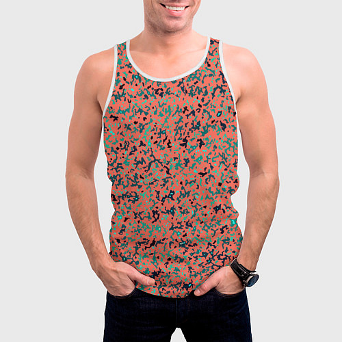 Мужская майка без рукавов Розово-бирюзовый абстрактный / 3D-Белый – фото 3