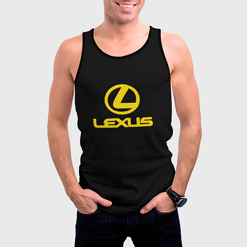 Мужская майка без рукавов Lexus yellow logo / 3D-Черный – фото 3