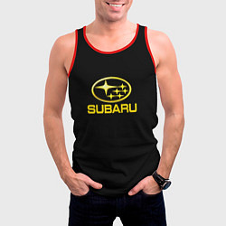 Майка-безрукавка мужская Subaru logo yellow, цвет: 3D-красный — фото 2