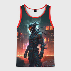 Майка-безрукавка мужская Киборг с оранжевым забралом, цвет: 3D-красный