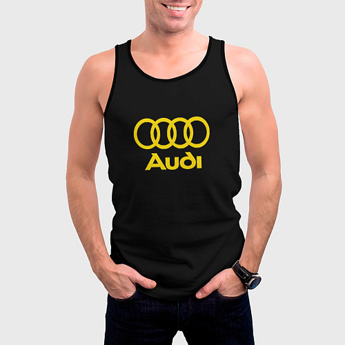 Мужская майка без рукавов Audi logo yellow / 3D-Черный – фото 3