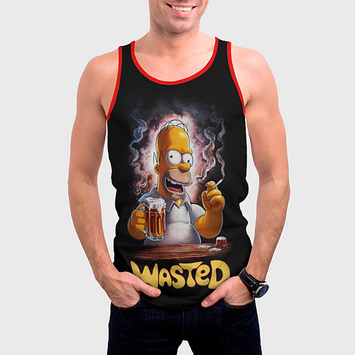 Мужская майка без рукавов Homer - wasted / 3D-Красный – фото 3