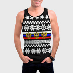 Майка-безрукавка мужская Rusiia winter pattern, цвет: 3D-черный — фото 2