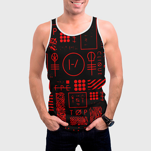 Мужская майка без рукавов Twenty one pilots pattern rock / 3D-Белый – фото 3