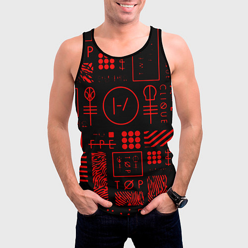 Мужская майка без рукавов Twenty one pilots pattern rock / 3D-Черный – фото 3