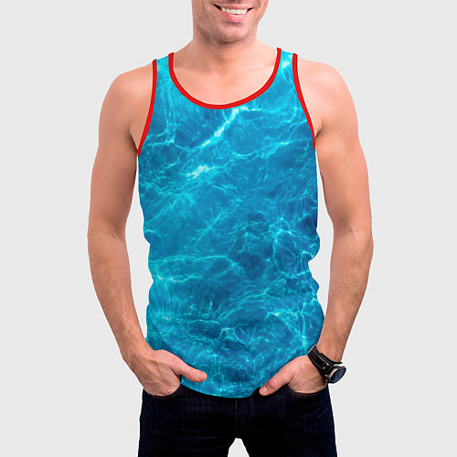 Мужская майка без рукавов Водная текстура / 3D-Красный – фото 3