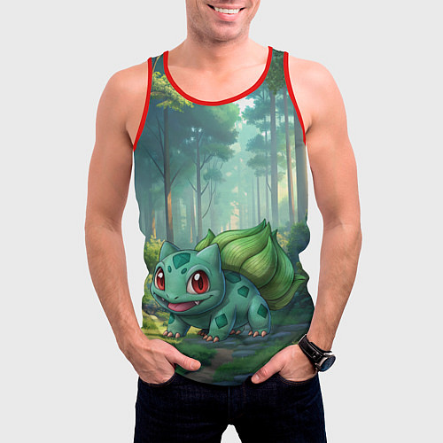 Мужская майка без рукавов Bulbasaur pokemon / 3D-Красный – фото 3