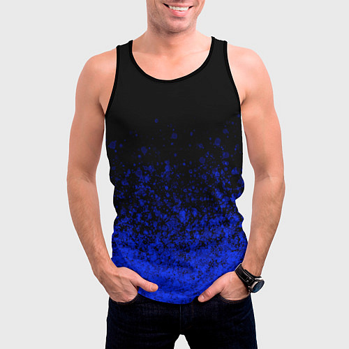 Мужская майка без рукавов Чёрный и ультрамарин абстрактный / 3D-Черный – фото 3