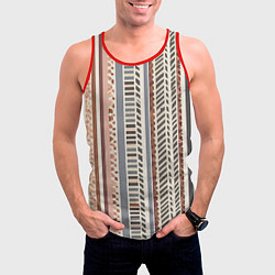 Майка-безрукавка мужская Тканевый полосатый фон векторной текстуры, цвет: 3D-красный — фото 2
