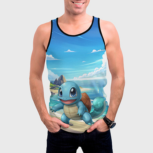 Мужская майка без рукавов Pokemon Squirtle / 3D-Черный – фото 3